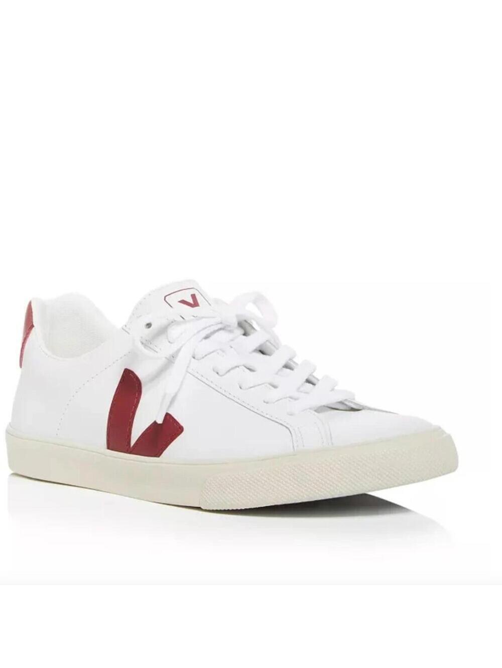 Veja Esplar Logo Leather Sneakers Extra White Marsala Red Size 12.5 NWT